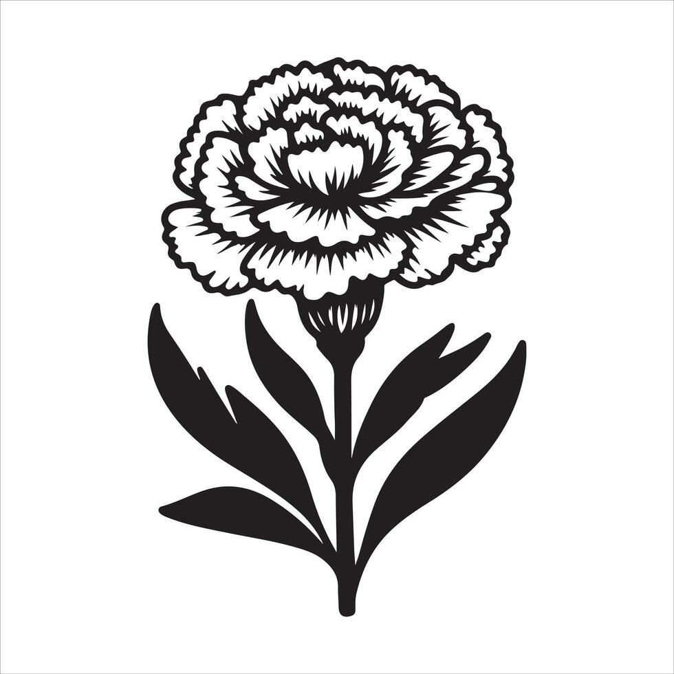 line art of a carnation vector