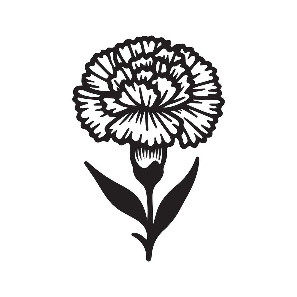 line art of a carnation vector