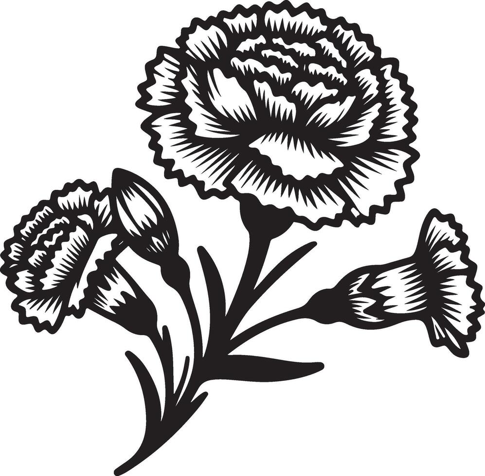 line art of a carnation vector