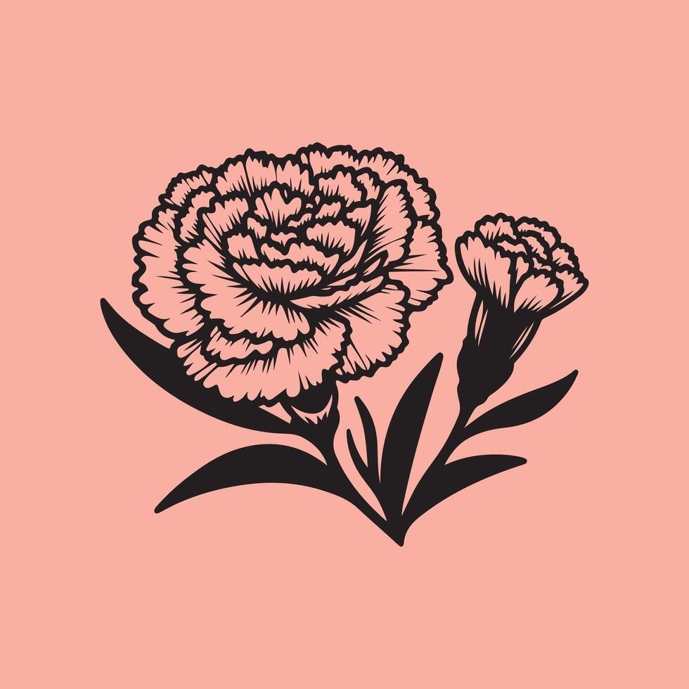 line art of a carnation vector