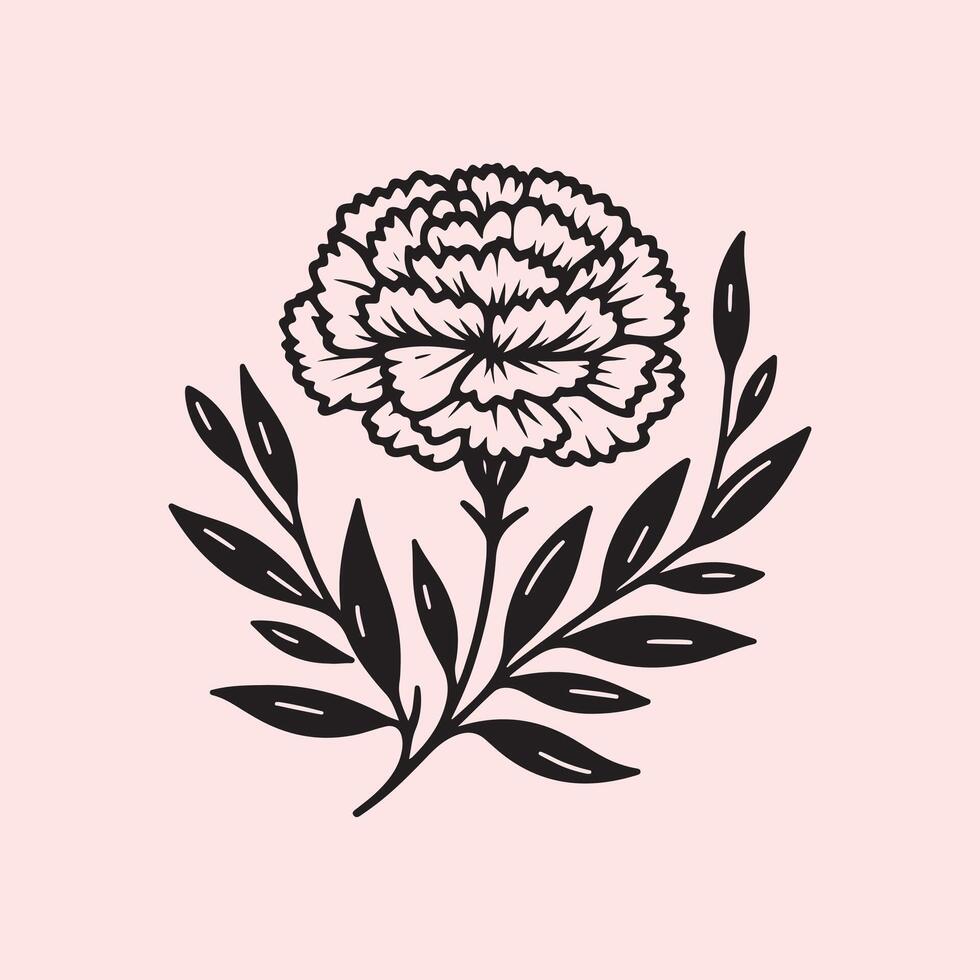 line art of a carnation vector