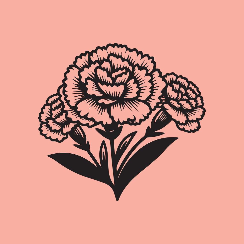line art of a carnation vector
