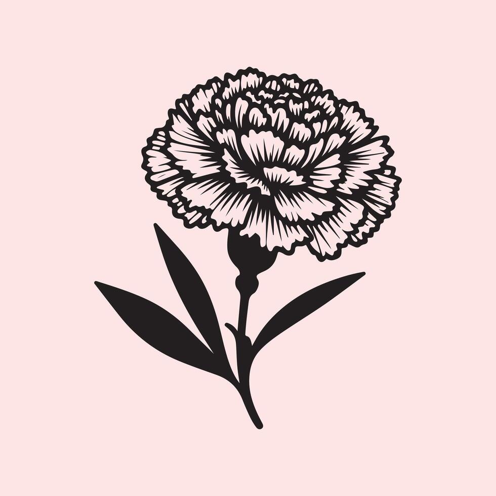 line art of a carnation vector