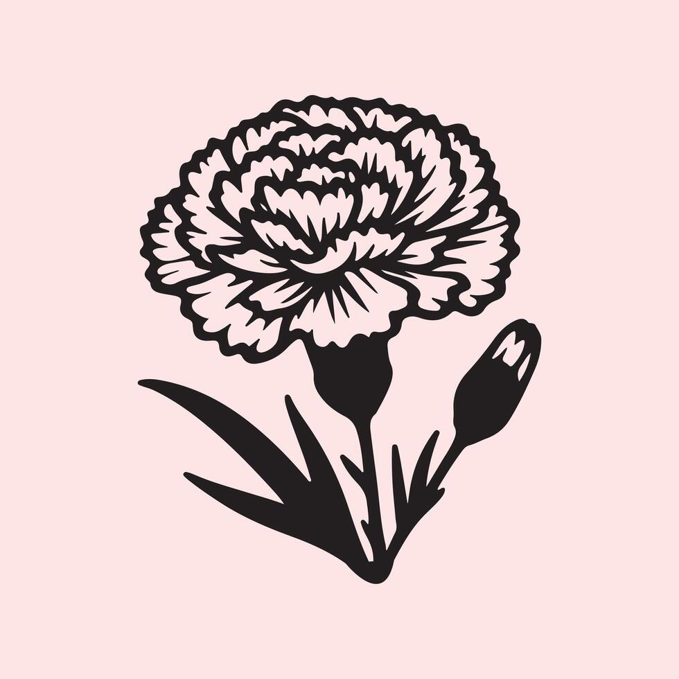 line art of a carnation vector