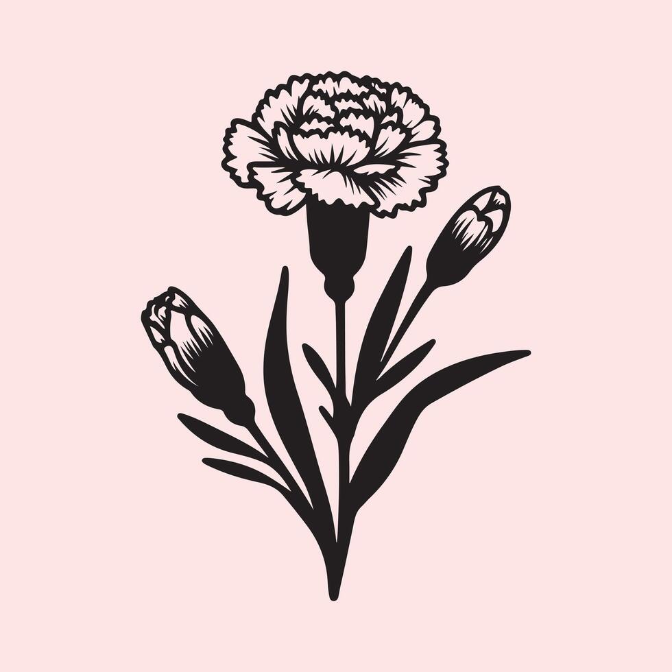 line art of a carnation vector