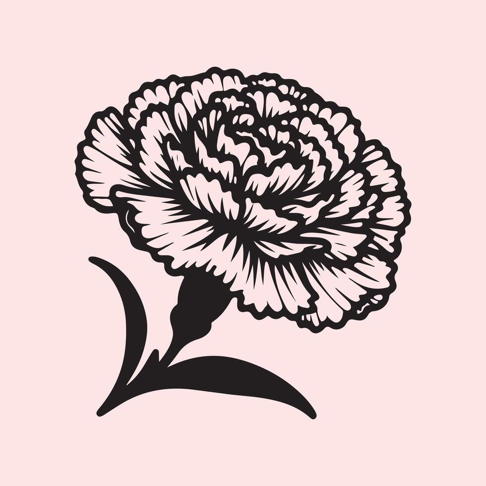 line art of a carnation vector