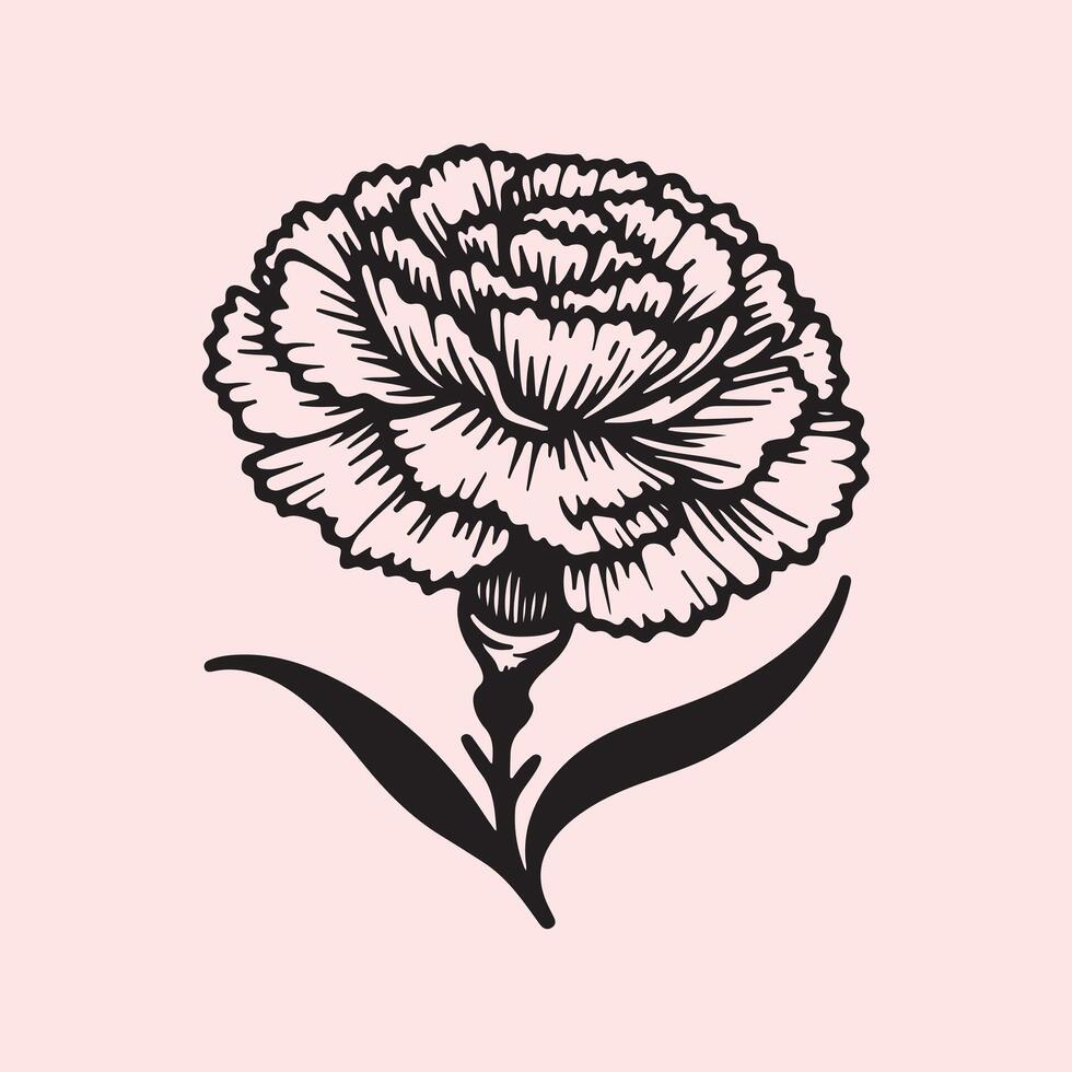 line art of a carnation vector