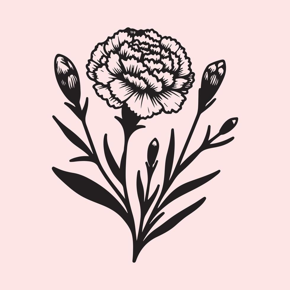 line art of a carnation vector
