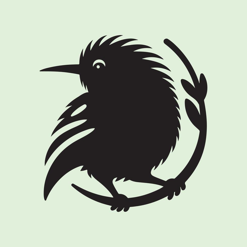 kiwi bird silhouette illustration vector