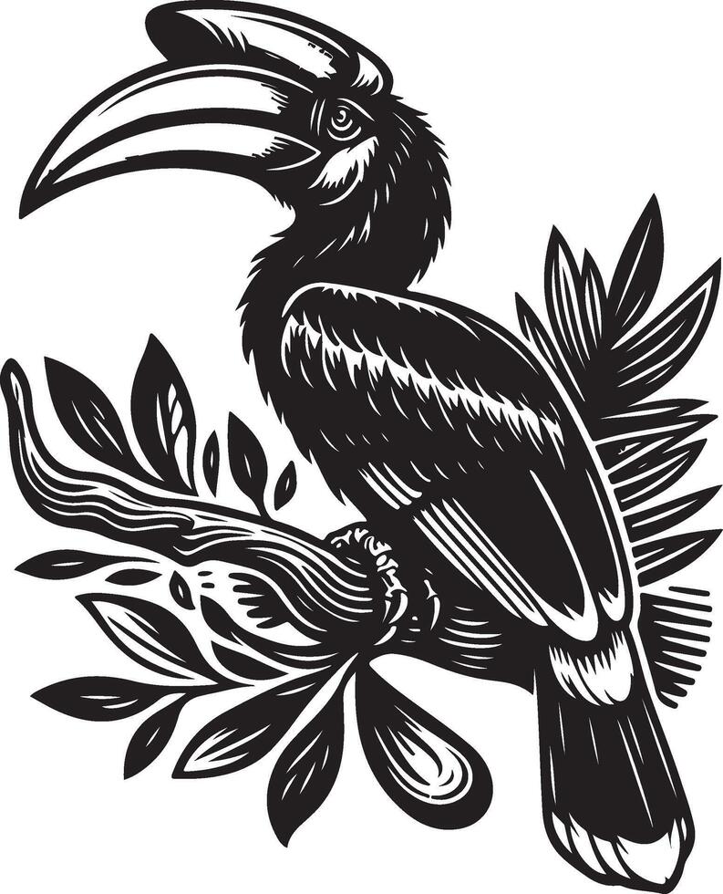 hornbill silhouettes illustration vector