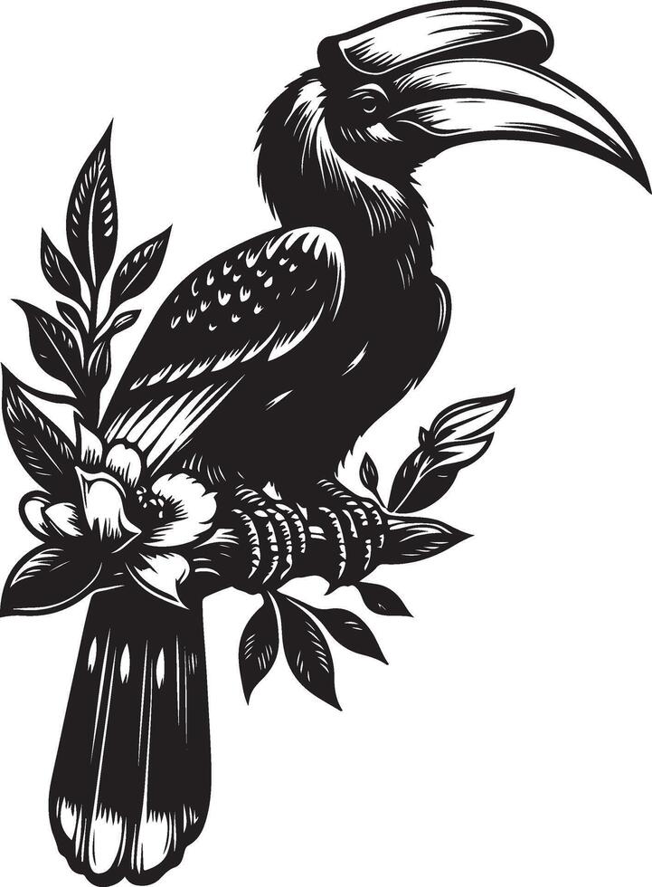 hornbill silhouettes illustration vector