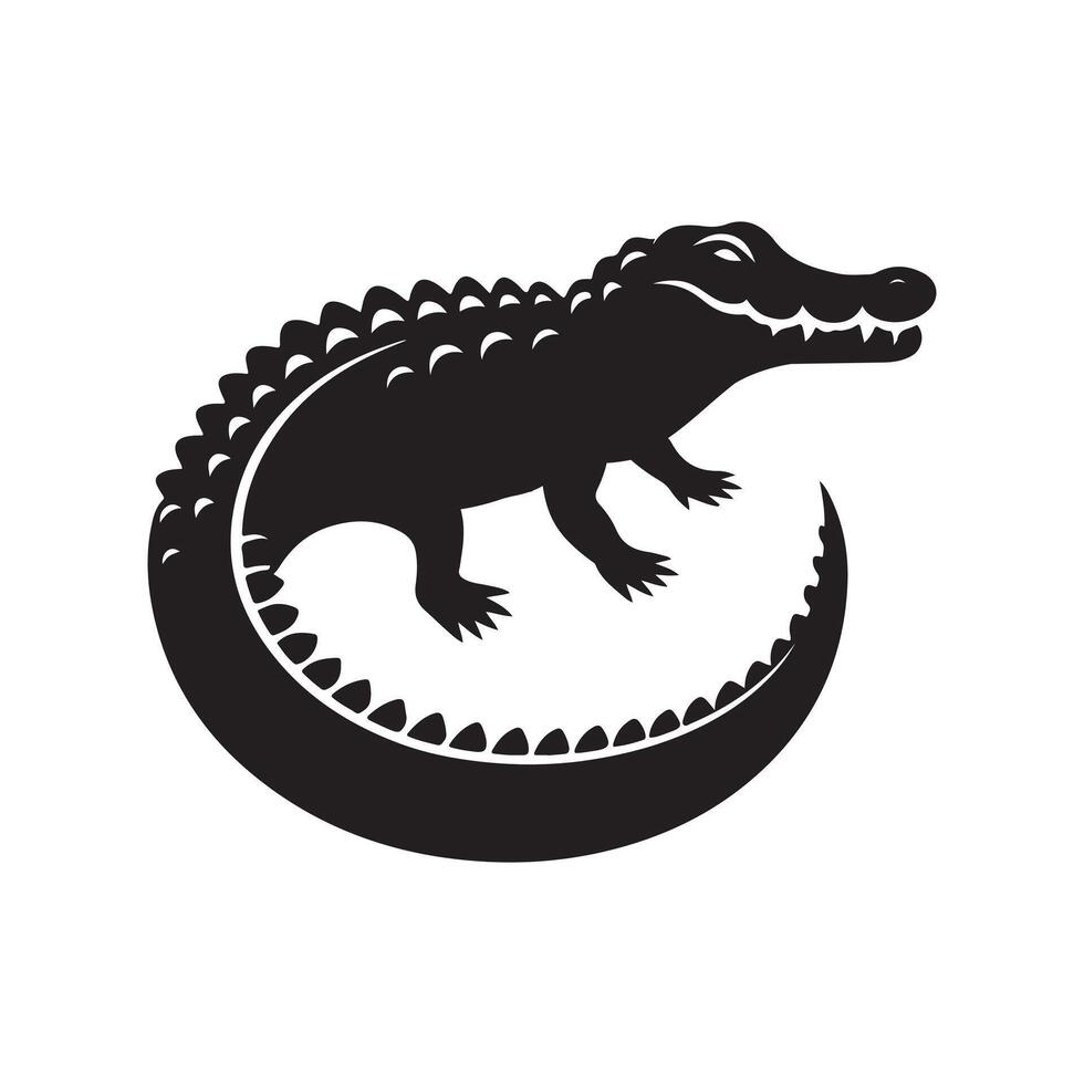 crocodile silhouette illustration vector