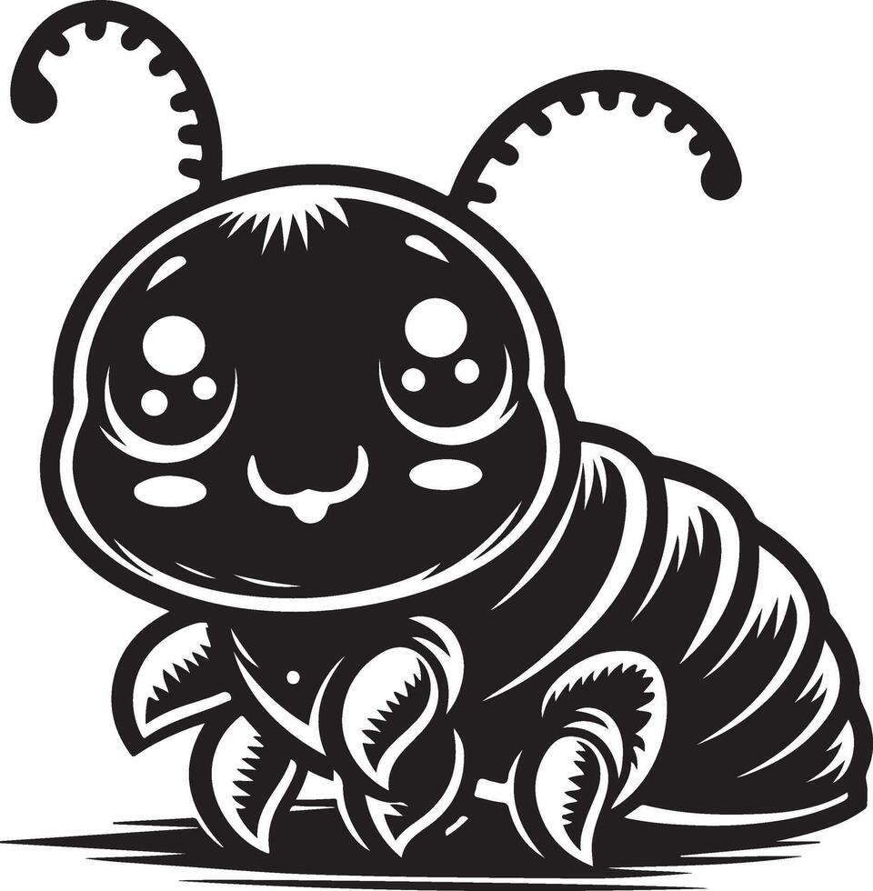 Cute cartoon flea Illustration silhouette vector