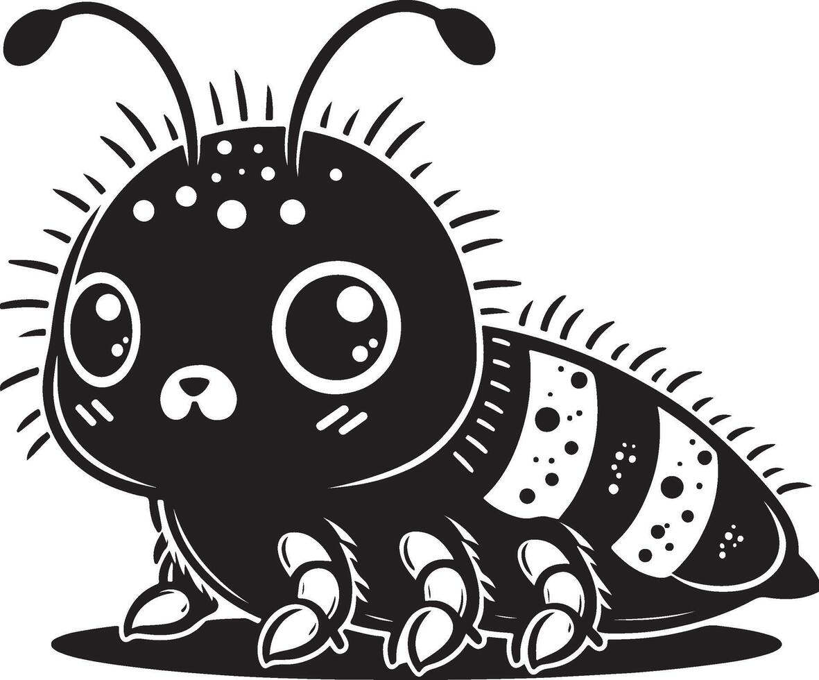 Cute cartoon flea Illustration silhouette vector