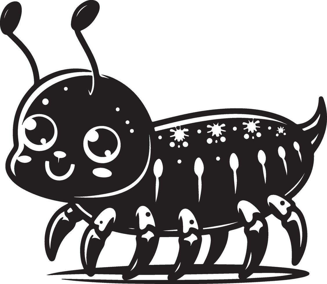 Cute cartoon flea Illustration silhouette vector