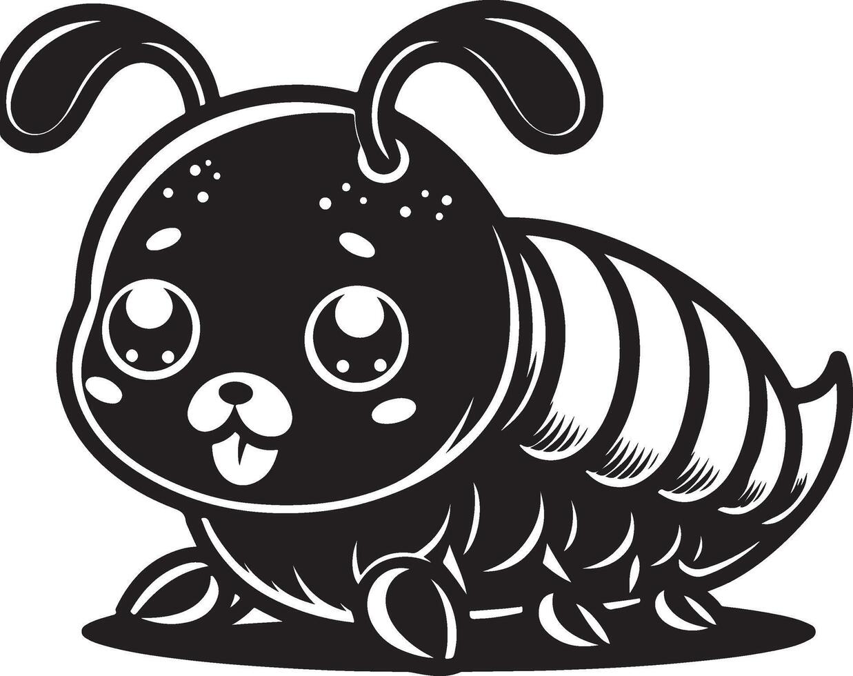 Cute cartoon flea Illustration silhouette vector