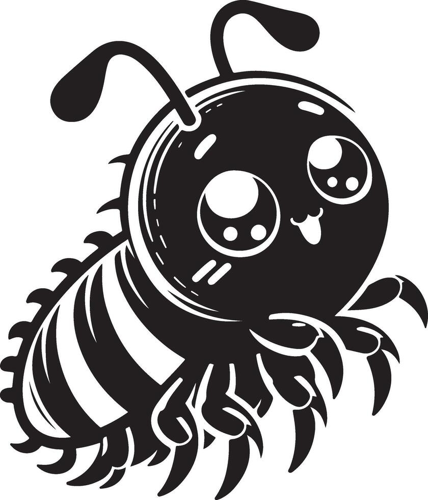 Cute cartoon flea Illustration silhouette vector