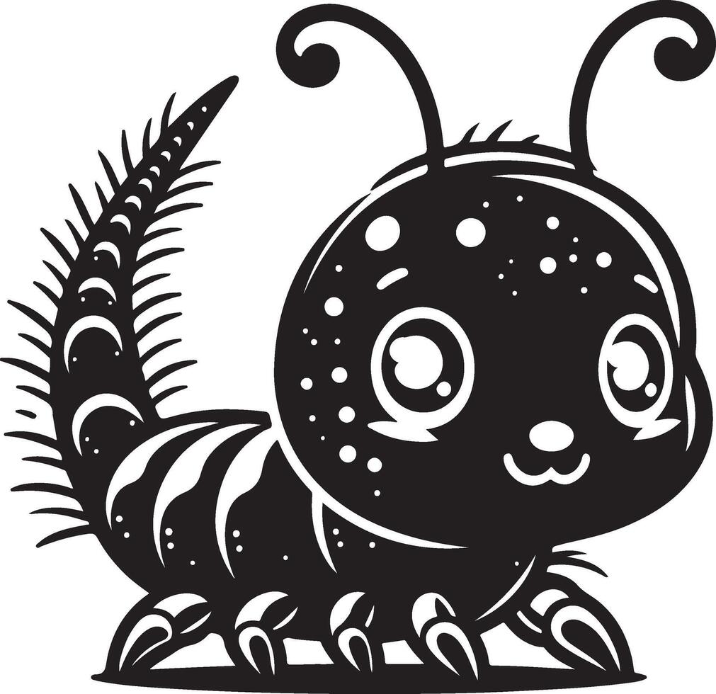 Cute cartoon flea Illustration silhouette vector