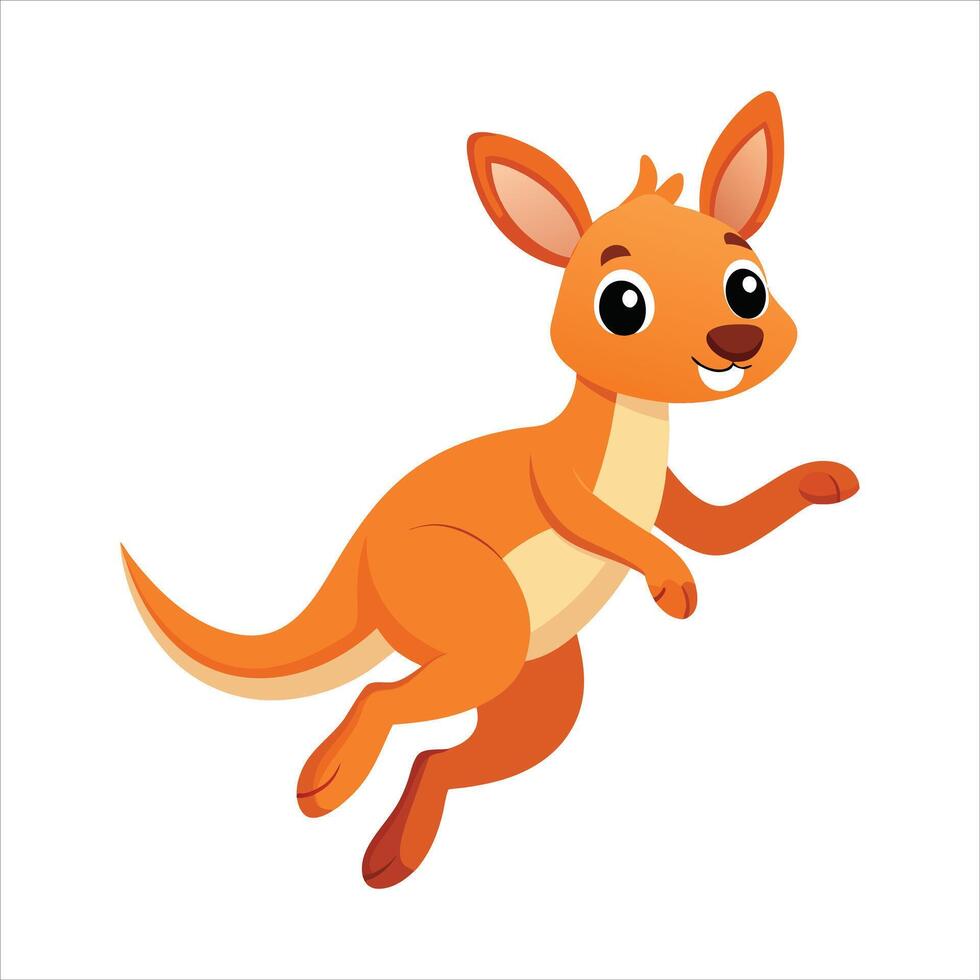 Cartoon cute little kangaroo jumping art illustration vector