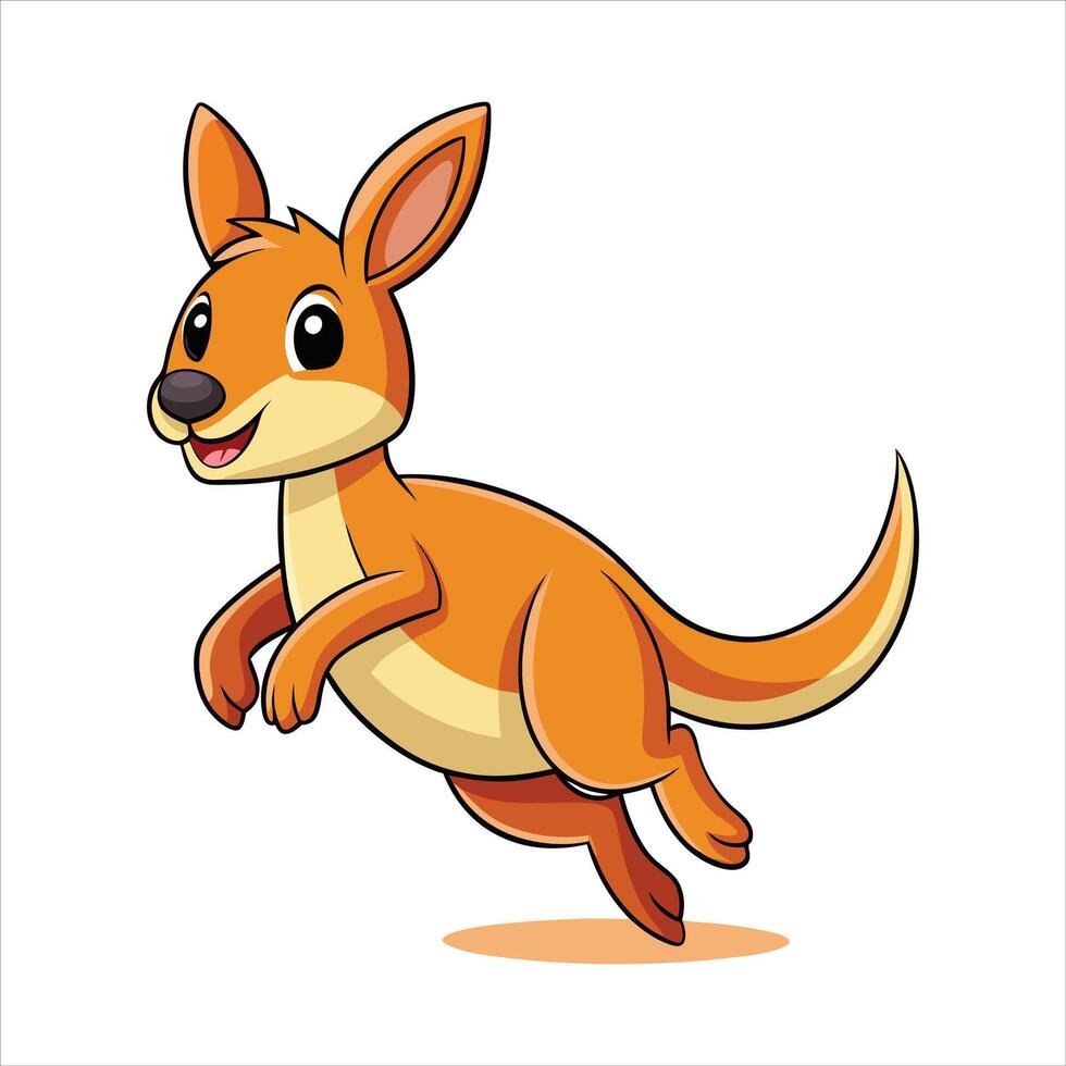 Cartoon cute little kangaroo jumping art illustration vector