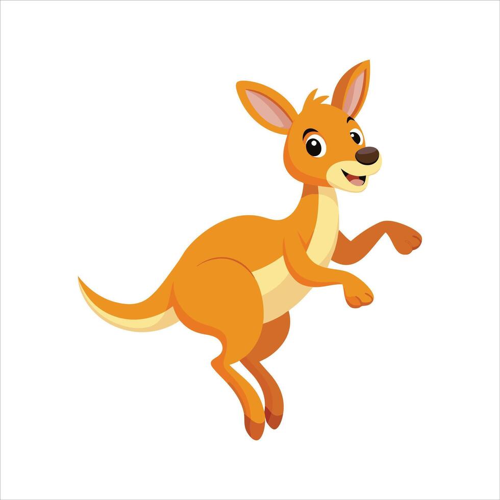Cartoon cute little kangaroo jumping art illustration vector