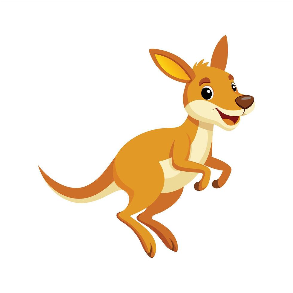 Cartoon cute little kangaroo jumping art illustration vector