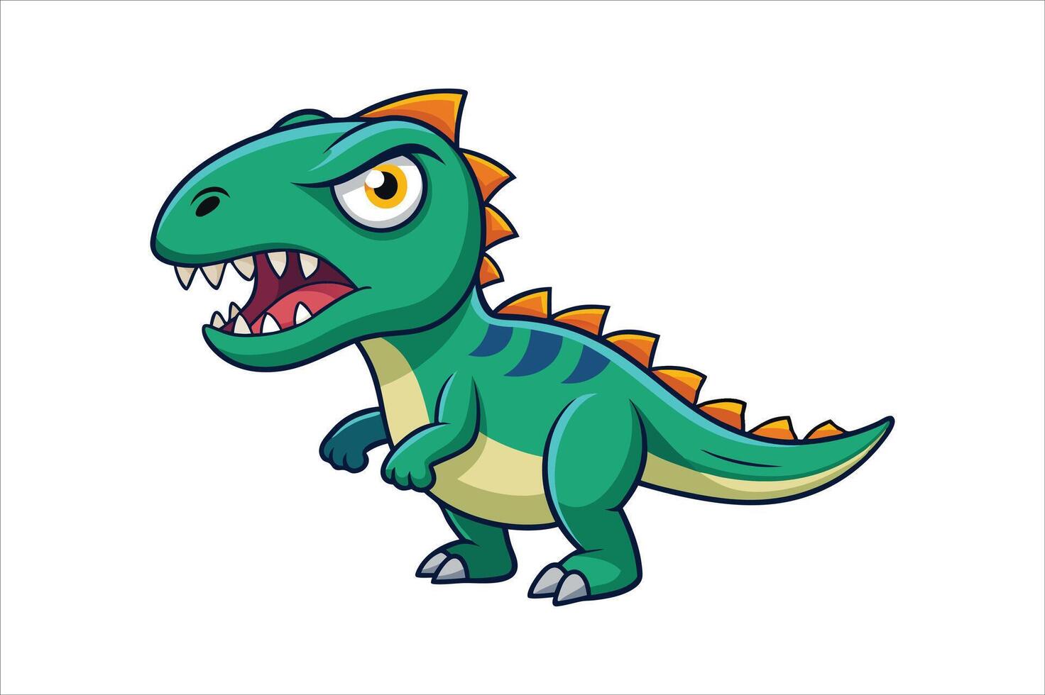 Cartoon angry dinosaur illustration vector