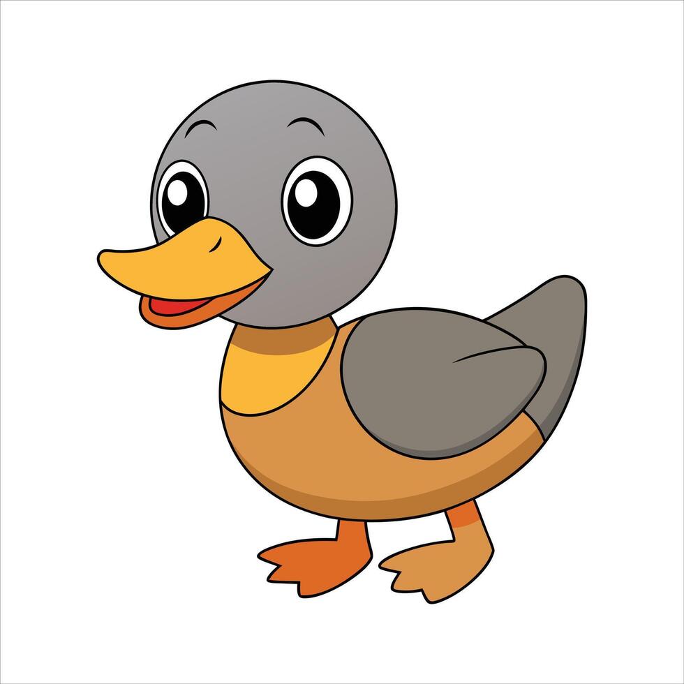 Cartoon duck isolated on color illustration vector