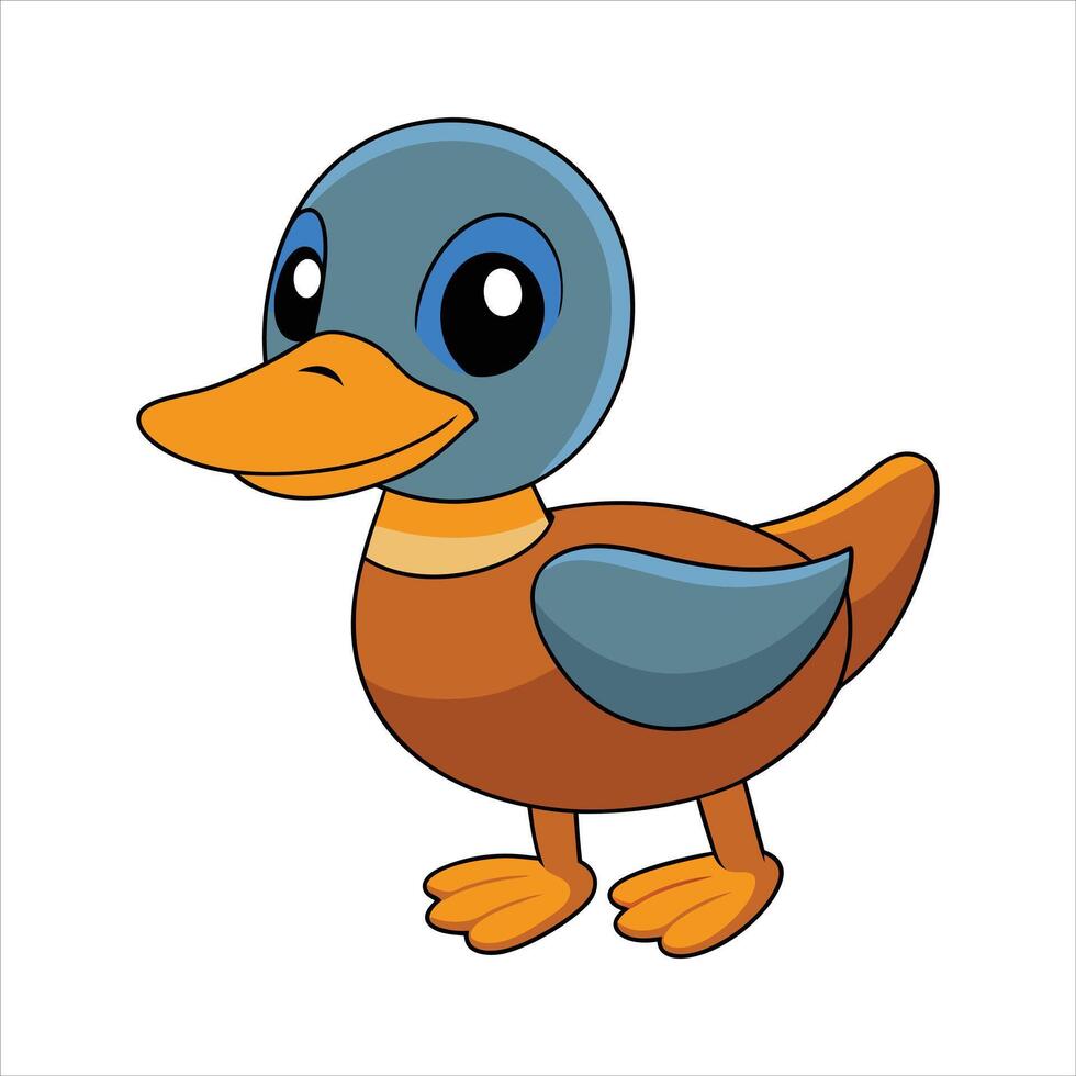Cartoon duck isolated on color illustration vector