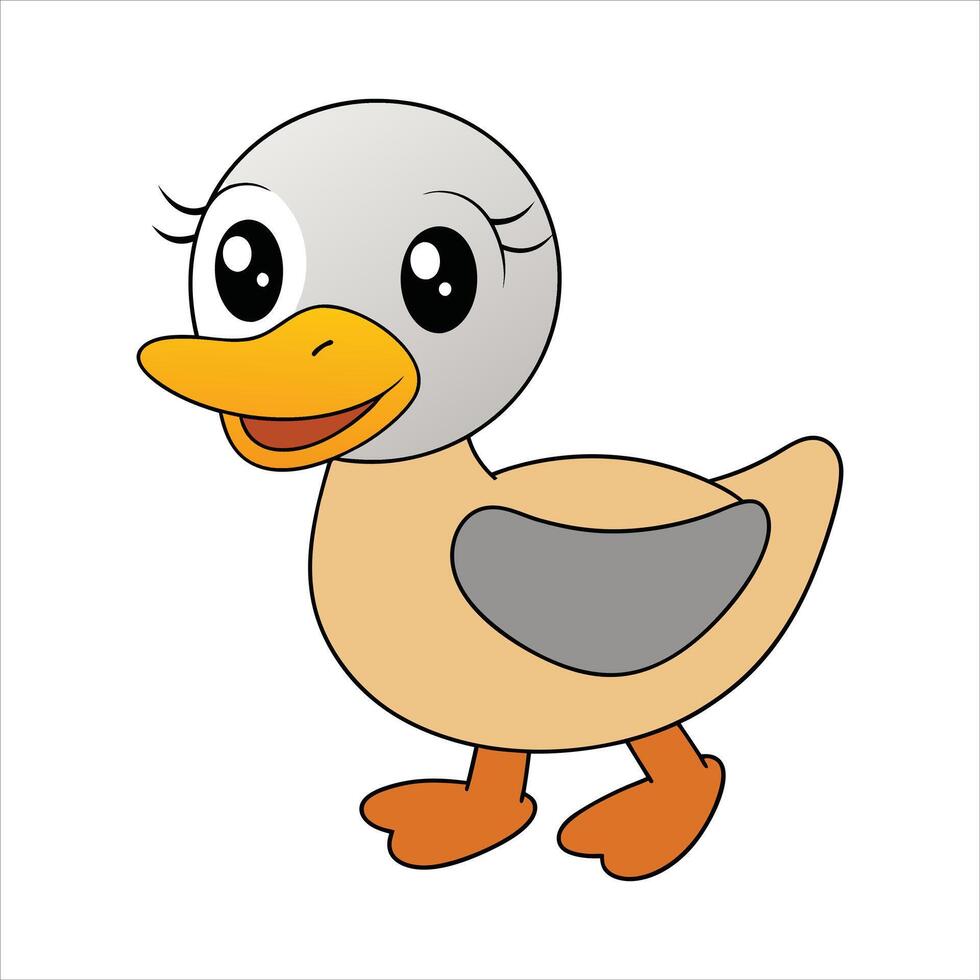 Cartoon duck isolated on color illustration vector