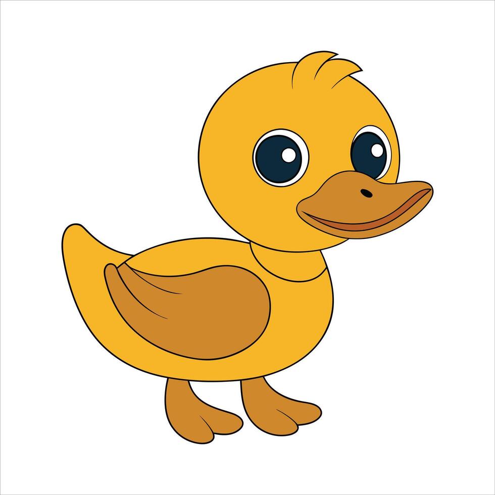 Cartoon duck isolated on color illustration vector