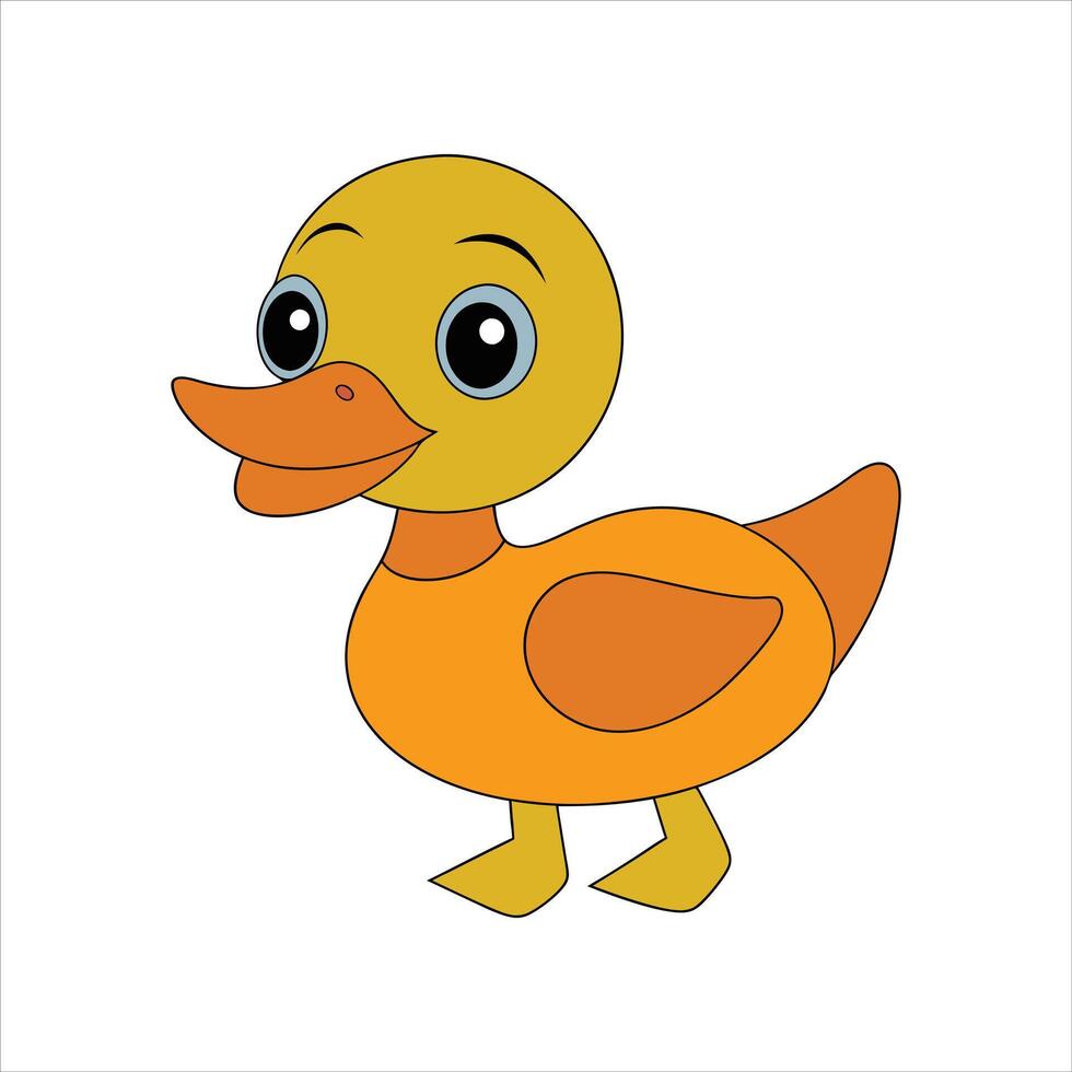 Cartoon duck isolated on color illustration vector
