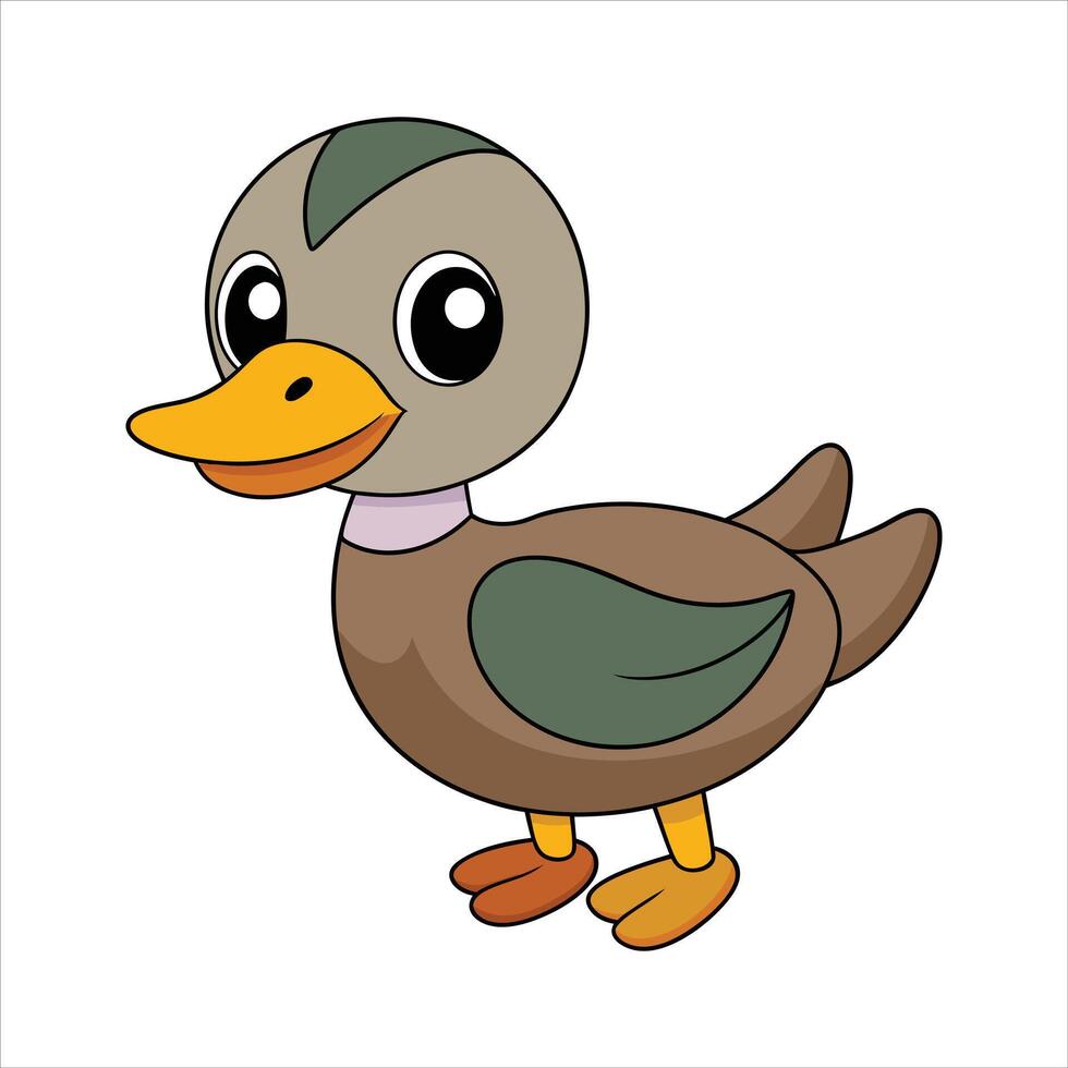 Cartoon duck isolated on color illustration vector
