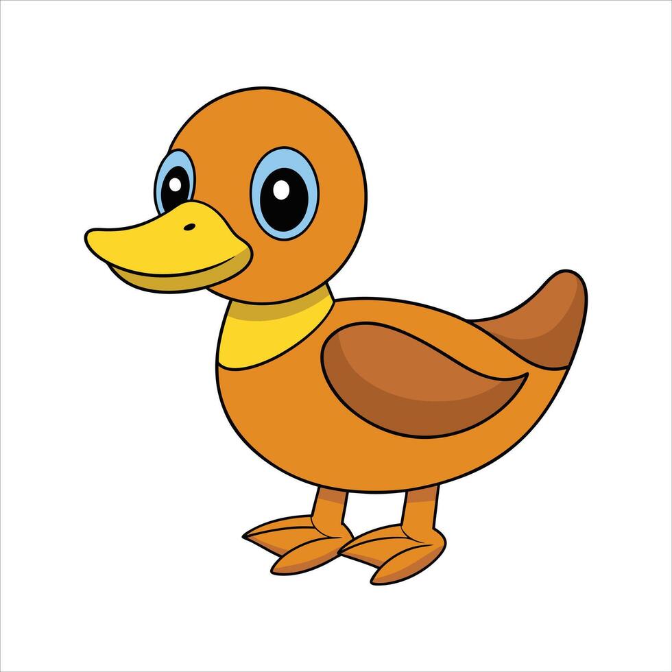 Cartoon duck isolated on color illustration vector