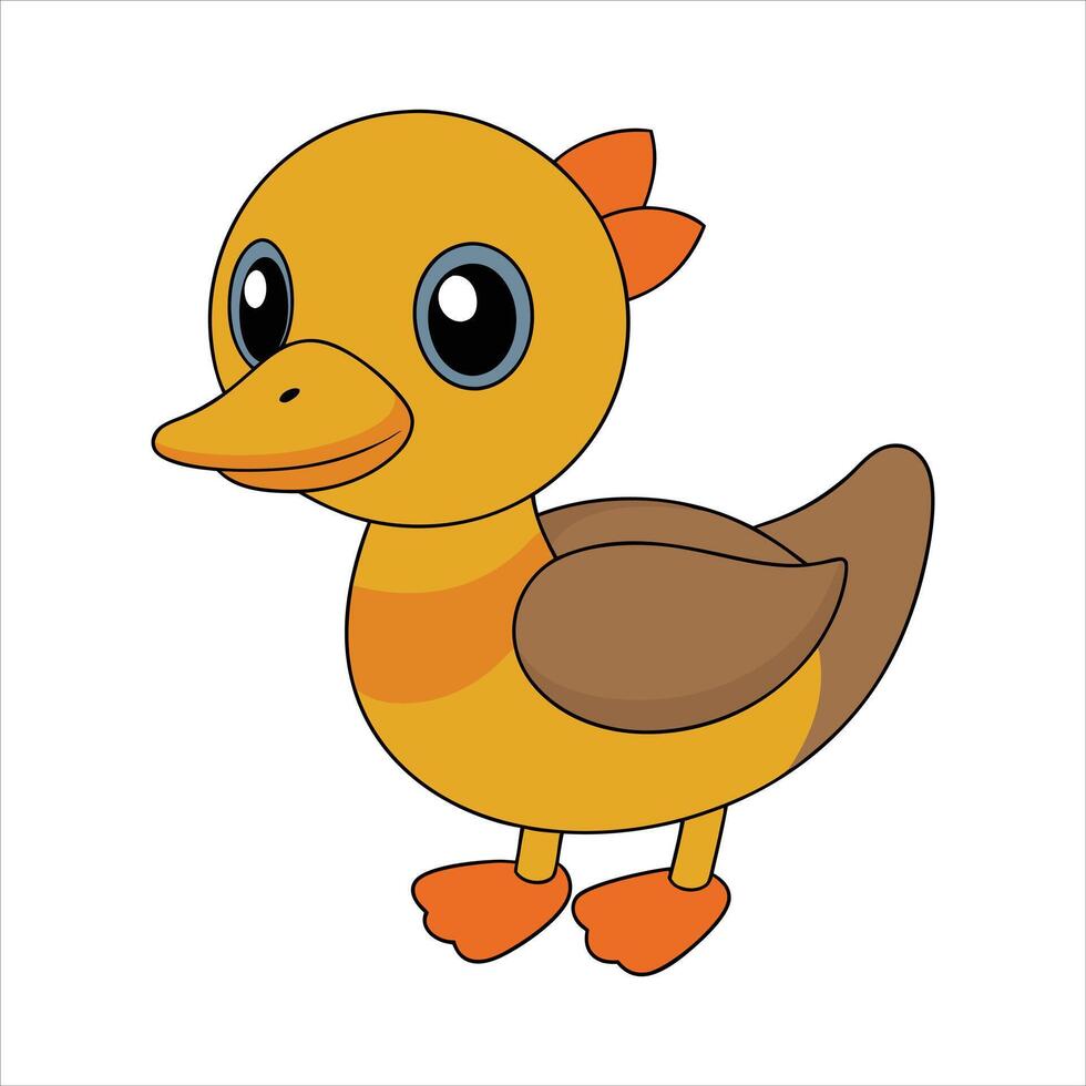 Cartoon duck isolated on color illustration vector