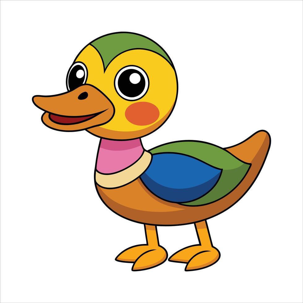 Cartoon duck isolated on color illustration vector