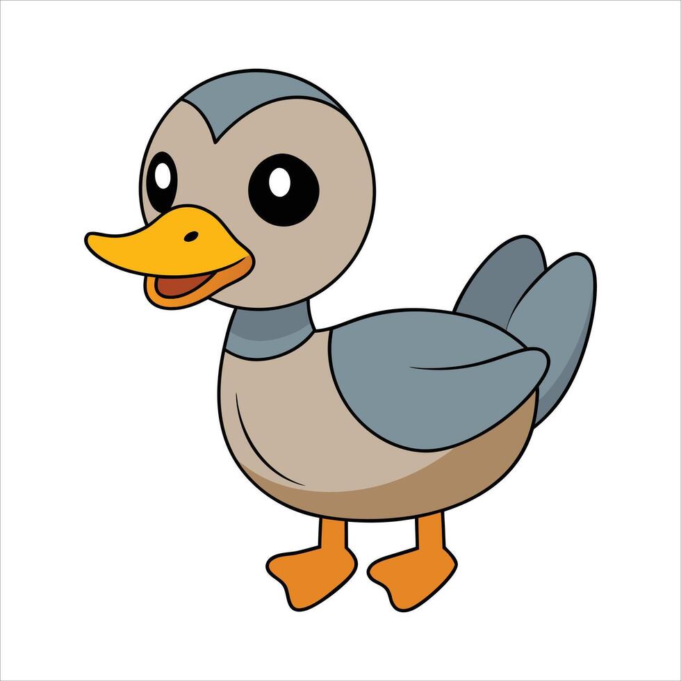 Cartoon duck isolated on color illustration vector