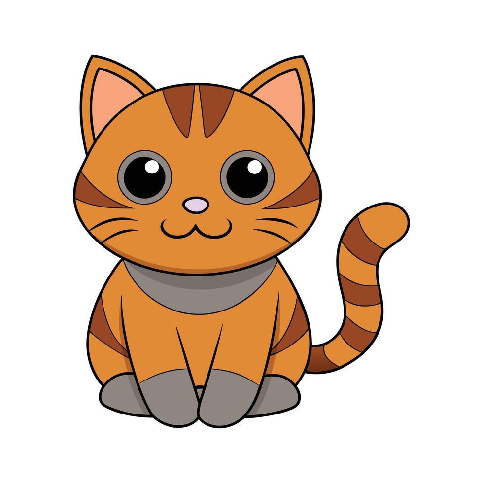 Cartoon funny cat on white background vector