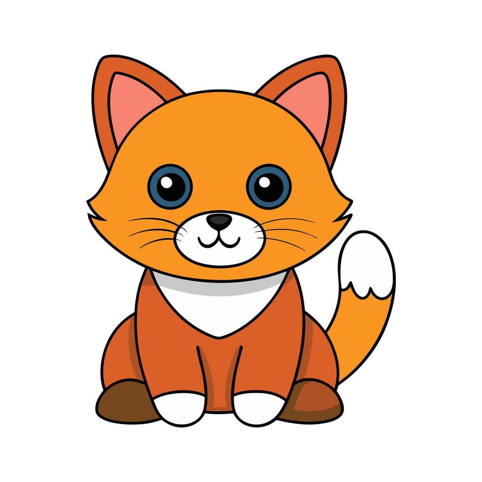 Cartoon funny cat on white background vector