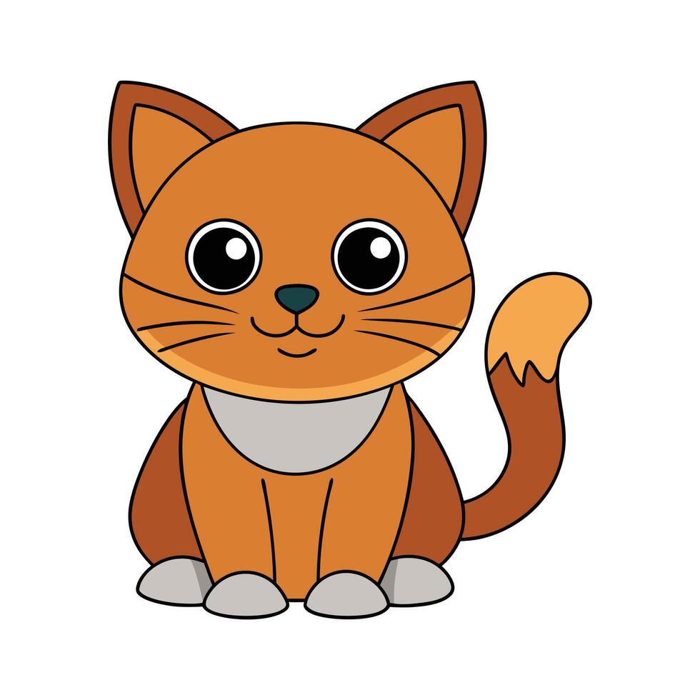 Cartoon funny cat on white background vector