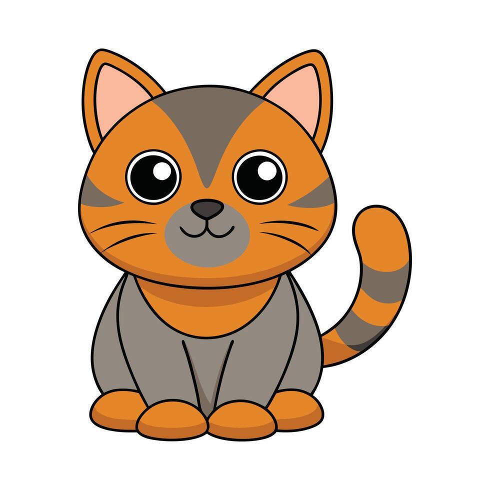 Cartoon funny cat on white background vector