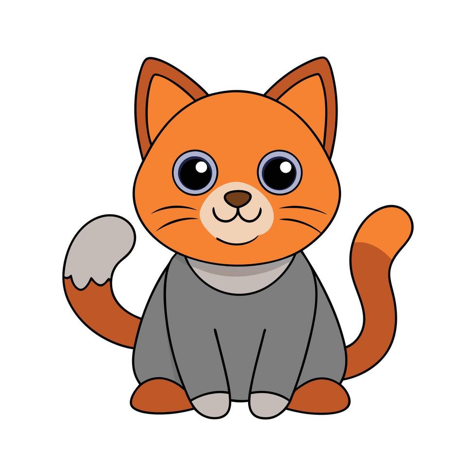 Cartoon funny cat on white background vector