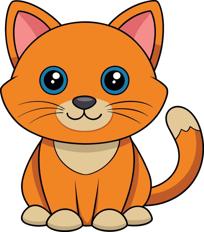 Cartoon funny cat on white background vector