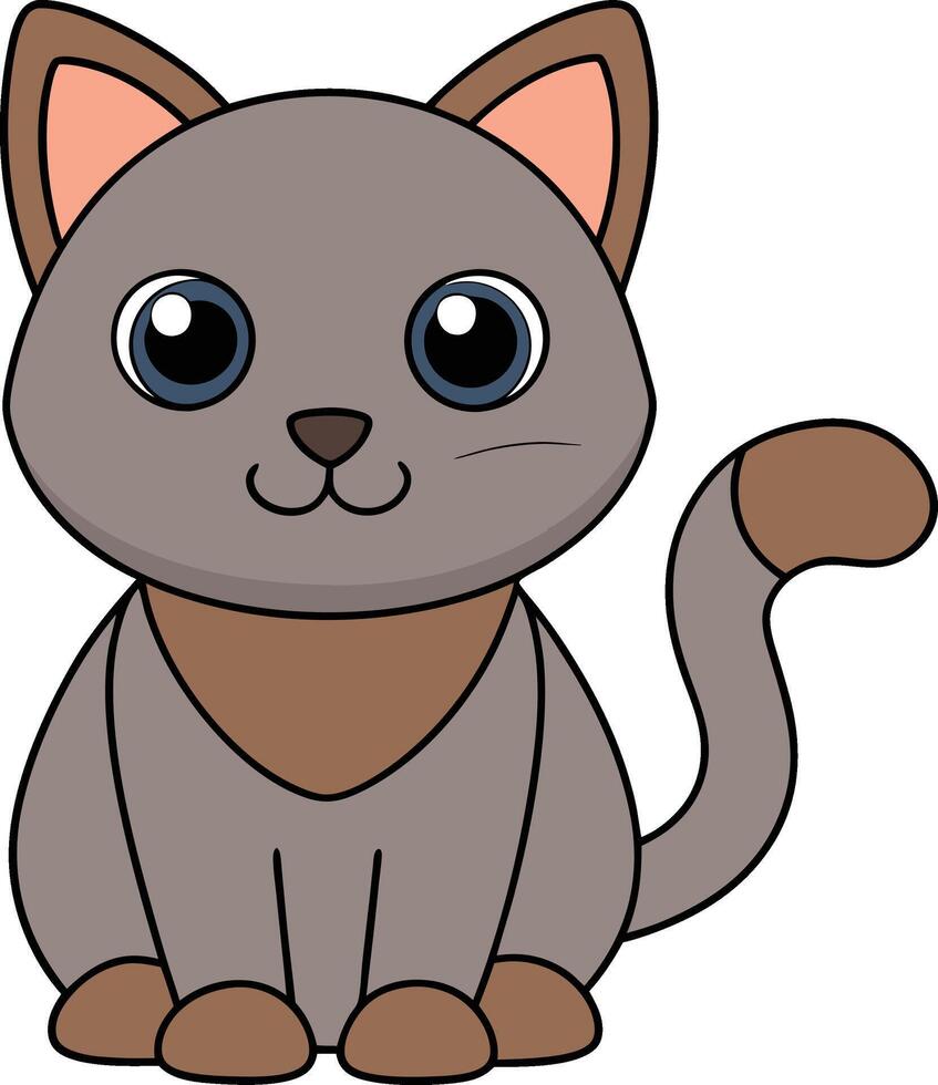 Cartoon funny cat on white background vector