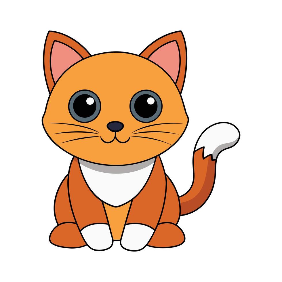 Cartoon funny cat on white background vector