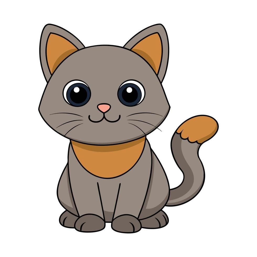 Cartoon funny cat on white background vector