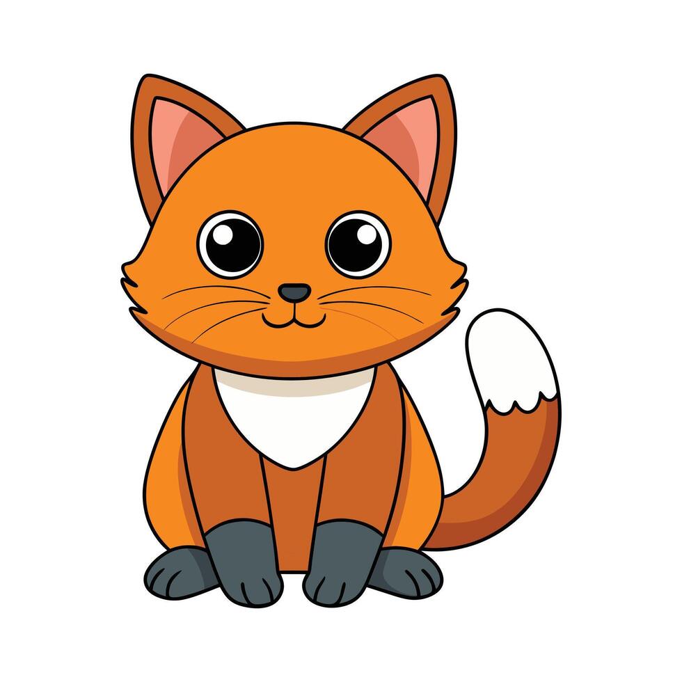 Cartoon funny cat on white background vector