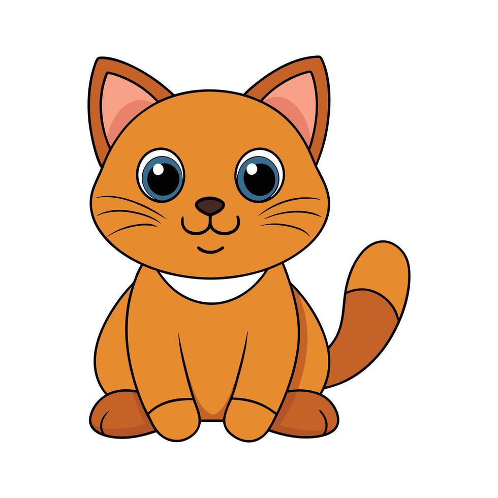 Cartoon funny cat on white background vector