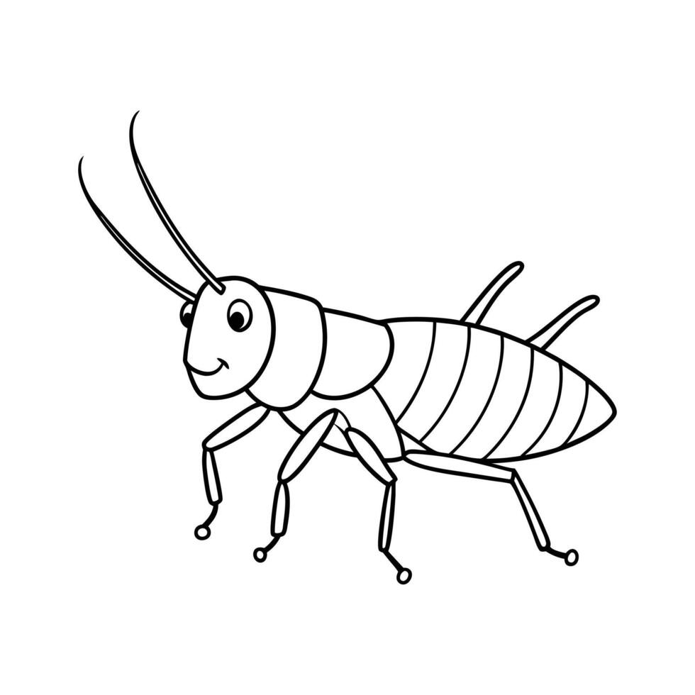 cartoon grasshopper isolated on Line art vector