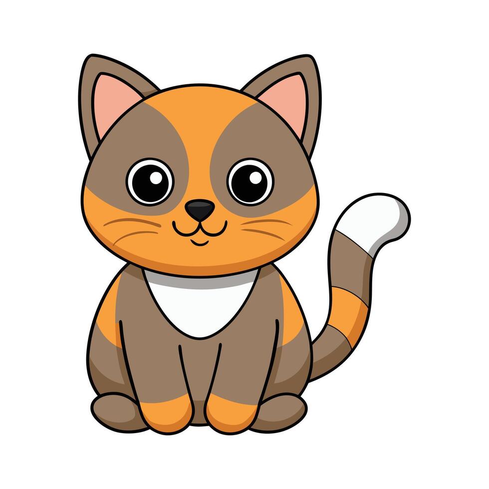 Cartoon funny cat on white background vector